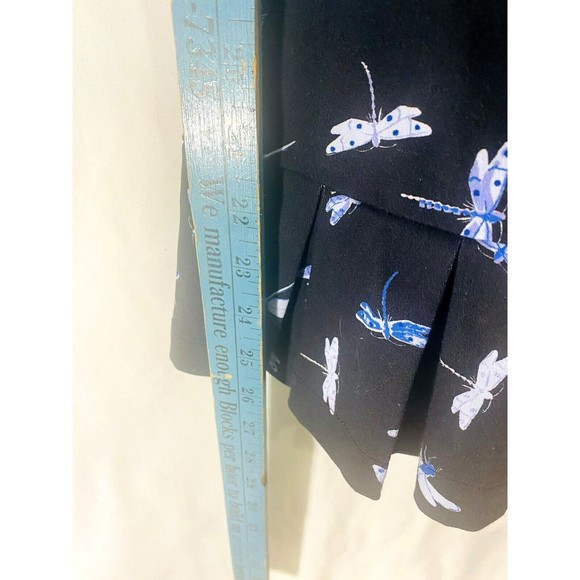 Tyler BOE Dragonfly Print Capri Pants Womens Sz 4 Blue White Pleated Flare Hem - Picture 6 of 12